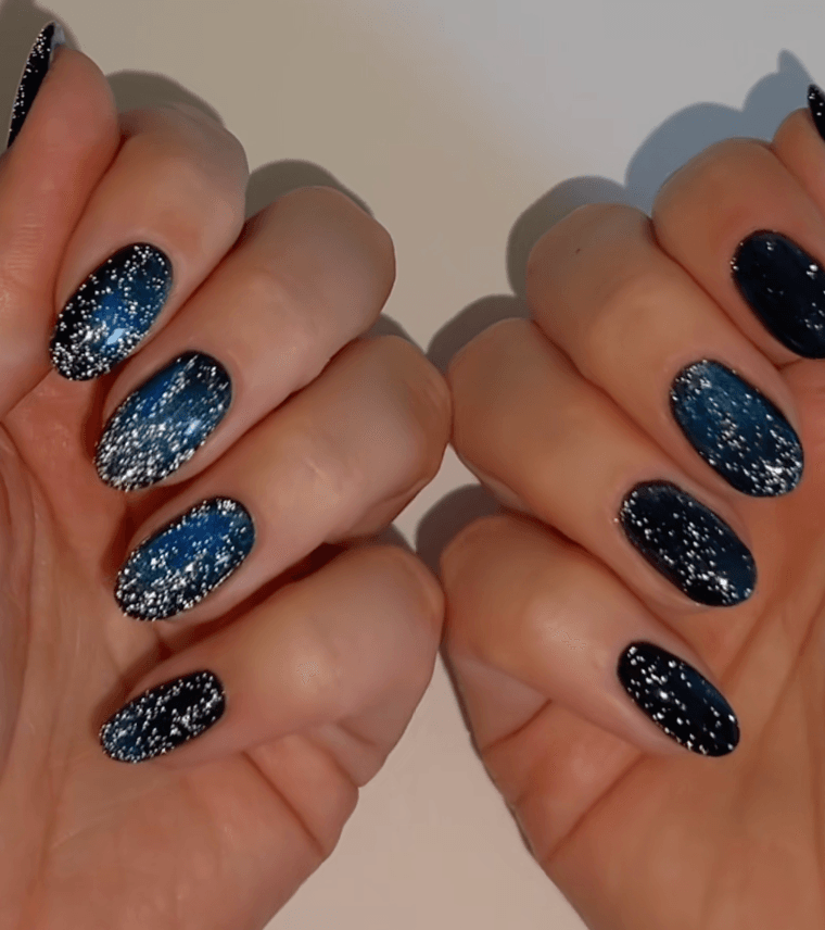 Blue with flakes