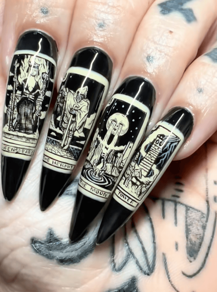 Black Tarot Inspired Nails