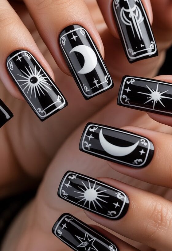Coffin Shaped Tarot Nails